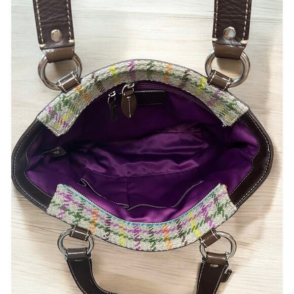 Y2K Coach F15536 Penelope Tattersall Wool Tote Bag - Picture 5 of 11